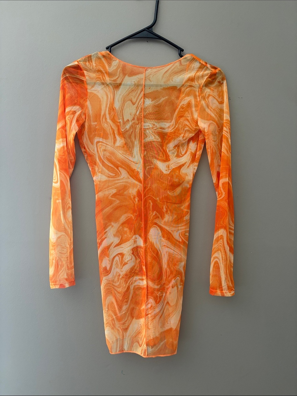 Naked Wardrobe Pool Cover Up Orange Long-Sleeve Midi Size Small - Picture 2 of 5